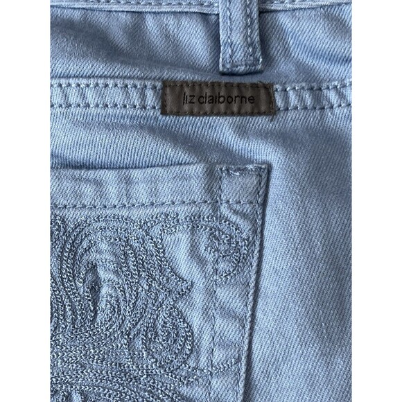 Liz Claiborne Barrier Reef Blue Wide Leg Boot Cut Slim Fit Denim Jeans Size 14 - Picture 5 of 12